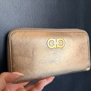 Salvatore Ferragamo Metallic Gold Wallet